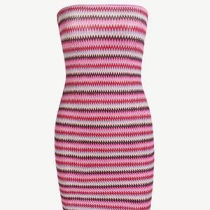 NWT Zig Zag Knitted Mini Tube Dress - Light Pink (L)